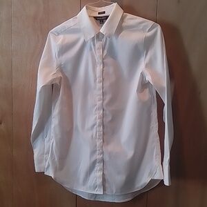 Classic white button-up long sleeve shirt, women's S/kid's XL. From Ellen Tracy